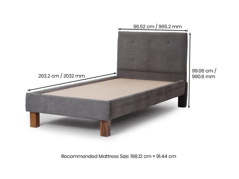 Soho Upholstered Single Bed with 4 Inches Mattress